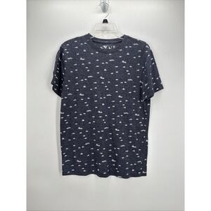 Knickerbocker‎ Mens Cloud Print T-Shirt Navy Blue Heather Vintage Design Medium